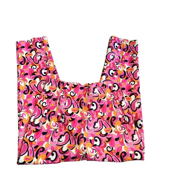 ZARA Pink Paisley High Waist Barbie Retro 60's Summer Trouser Pants Sz M - Picture 12 of 12